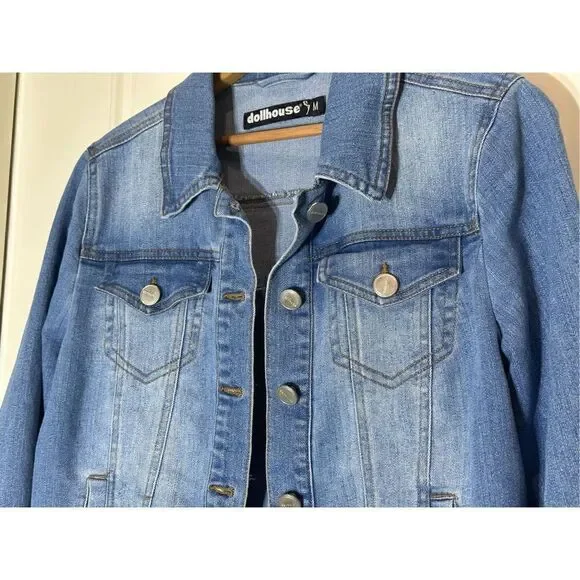 Dollhouse juniors cropped denim jacket size M - Picture 2 of 5